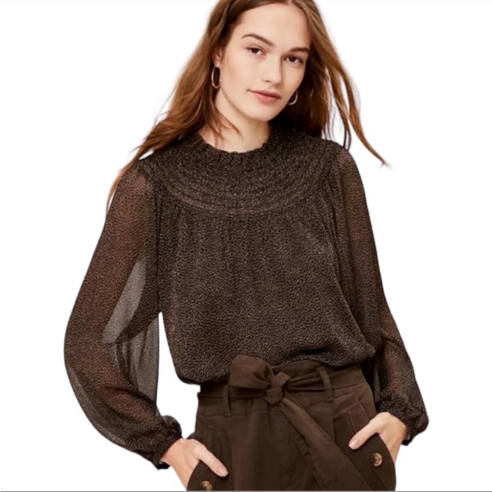 Loft Smocked Yoke Blouse M